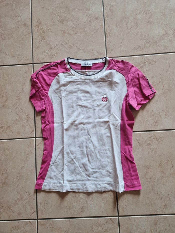 Tee shirt sergio tacchini rose blanc