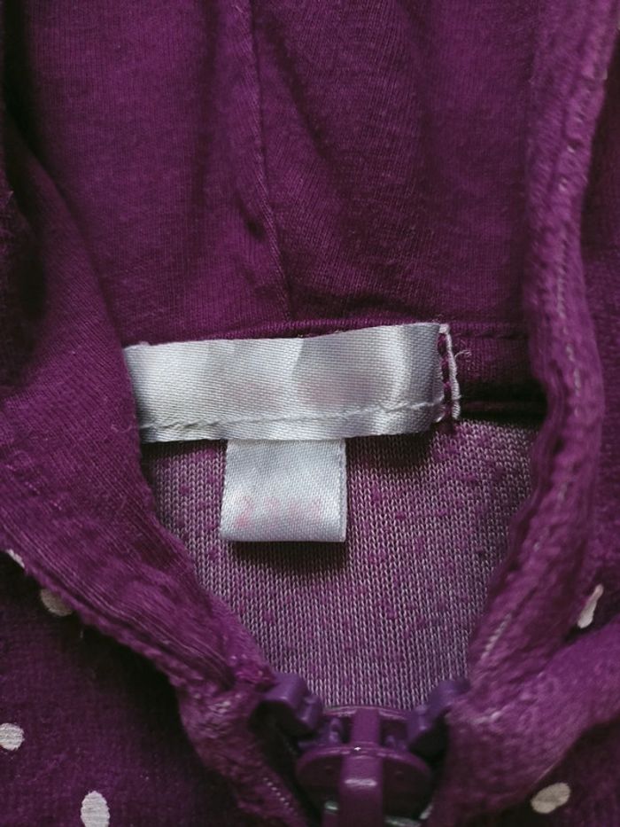 Sweat à capuche en velours prune à pois 23 mois N*020 - photo numéro 3