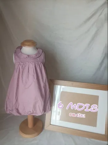 Jolie robe sans manche rose Obaïbi fille 6 mois