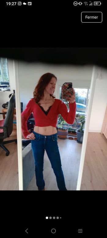 Cache-cœur femme L rouge angora c81