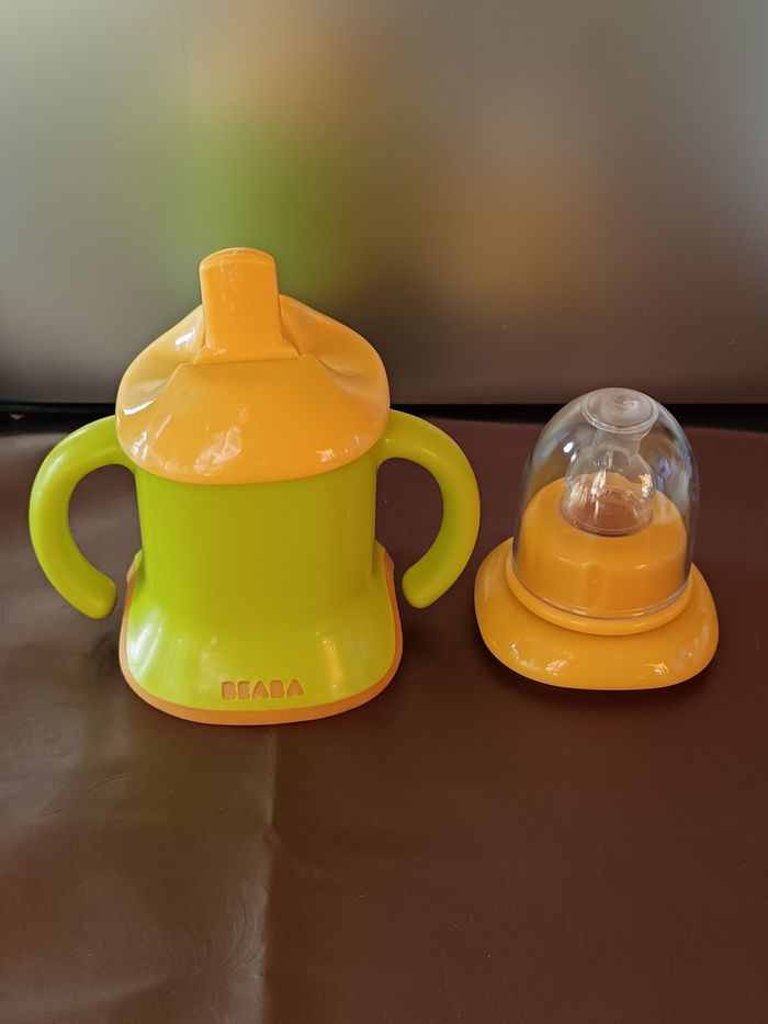 Tasse Evoluclip 3 en 1 BEABA Vert/Jaune Orangé - photo numéro 3