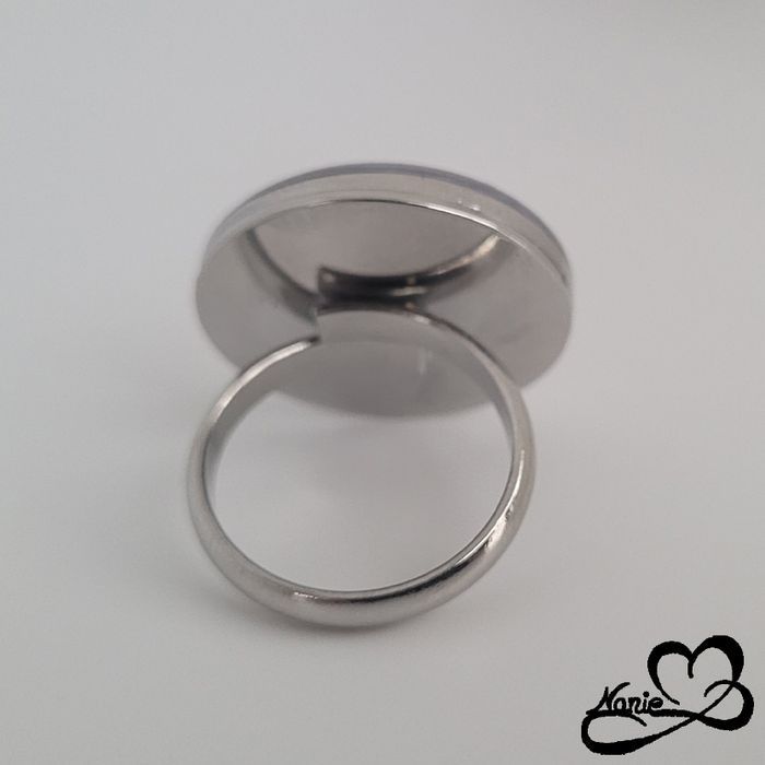 Bague ajustable ronde argentée à fleurs en pâte Fimo - photo numéro 5