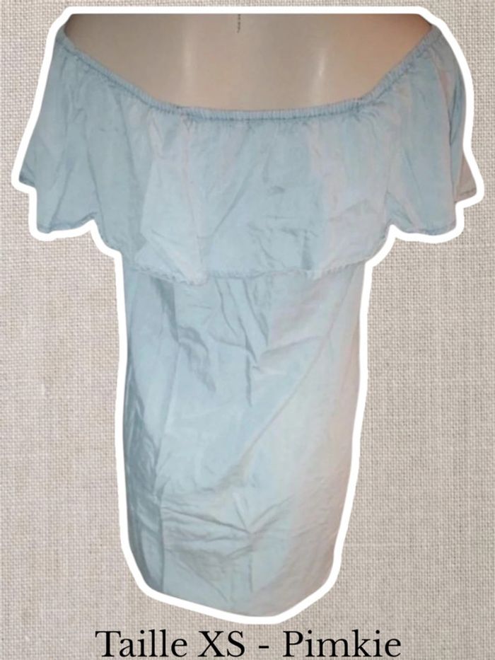 Robe épaules dénudée 👗 bleu ciel - Taille XS - Pimkie - photo numéro 3