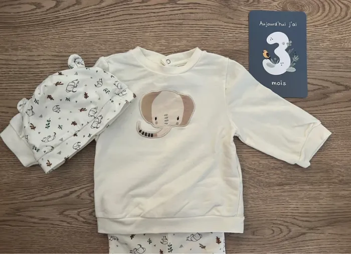 Ensemble 3 pièces motif éléphant. - photo numéro 3