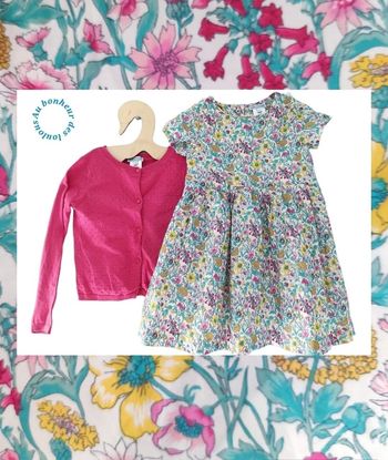 6 ans ensemble Jacadi robe manches courtes et gilet