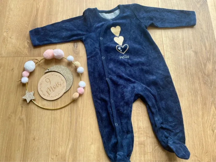 Lot de 2 pyjamas velours - 9 mois - photo numéro 2