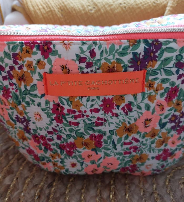 Sac banane liberty fleuri orange fluo La p'tite cachottière - photo numéro 2