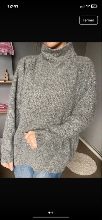 Pull d’hiver gris col montant en taille m