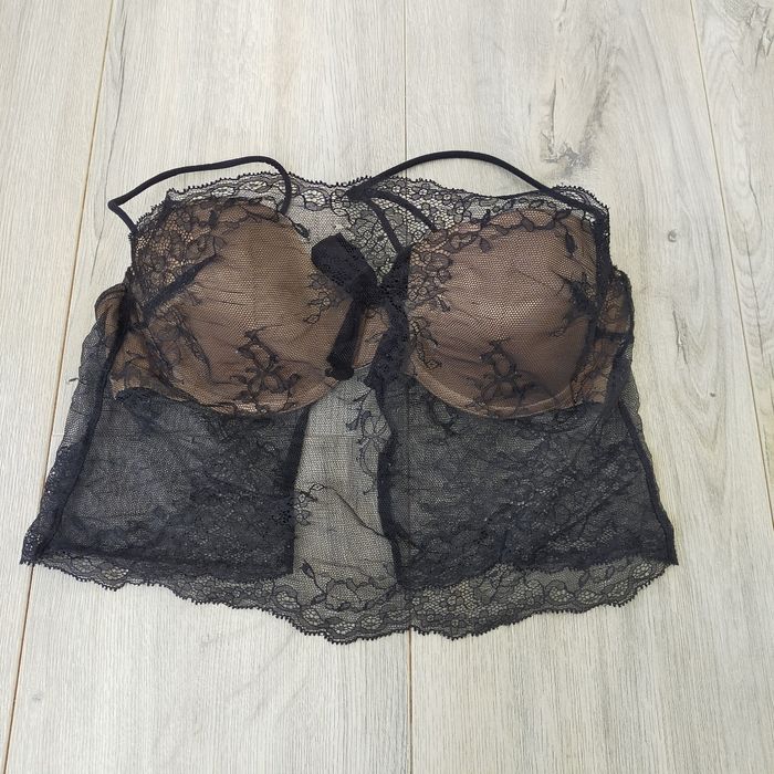 Caraco soutien gorge etam noir or doré 85c - photo numéro 2