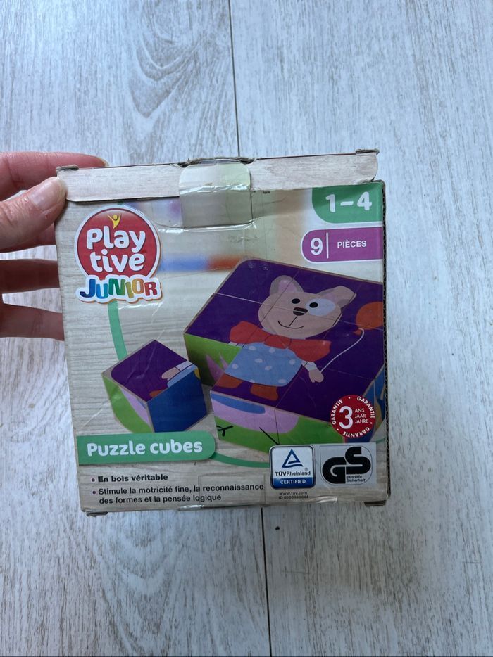 Puzzle cube bois 4 en 1  4 modèles  Playtive Junior  1-4 ans 9 pièces - photo numéro 2