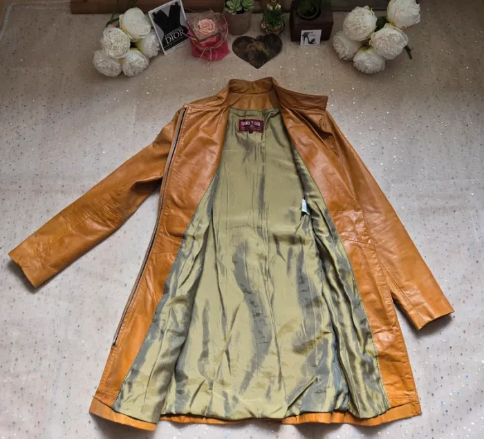 Veste en cuir de Vachette Camel taille 2 fabriquée en France🇨🇵 - photo numéro 5