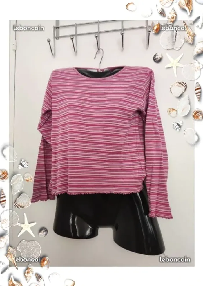 Pull manches longues 12 ans rayé rose kiabi