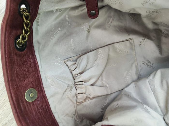 Sac à main Abaco bordeaux, très bon état en cuir 30X46 cm - photo numéro 7