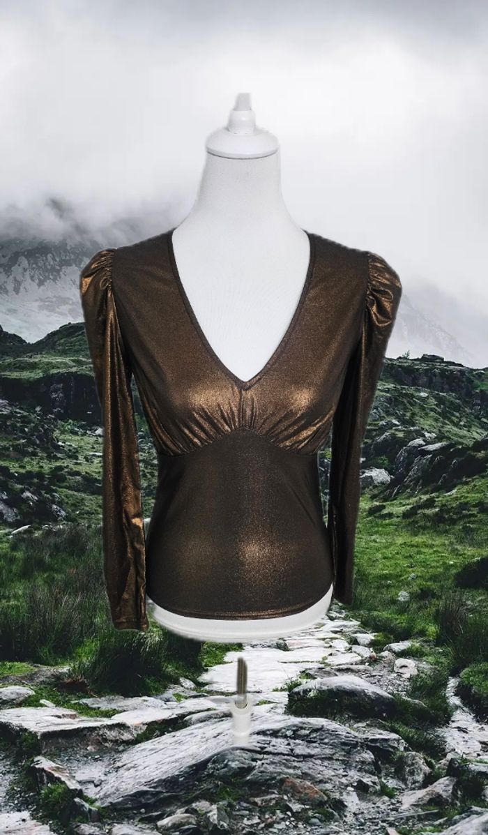 Blouse marron brillante, La city, taille M - photo numéro 3