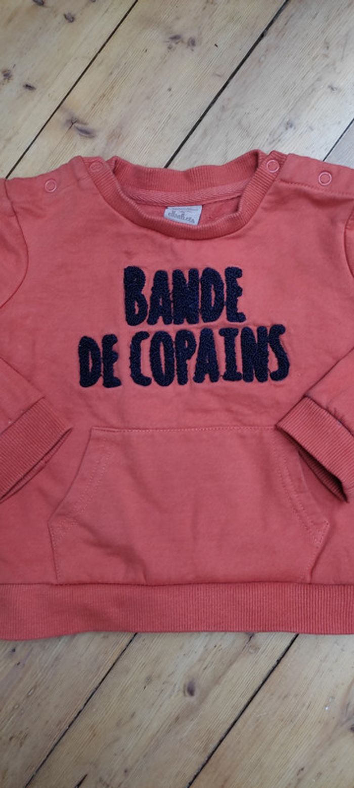 Sweat orange bande de copains 24 mois
