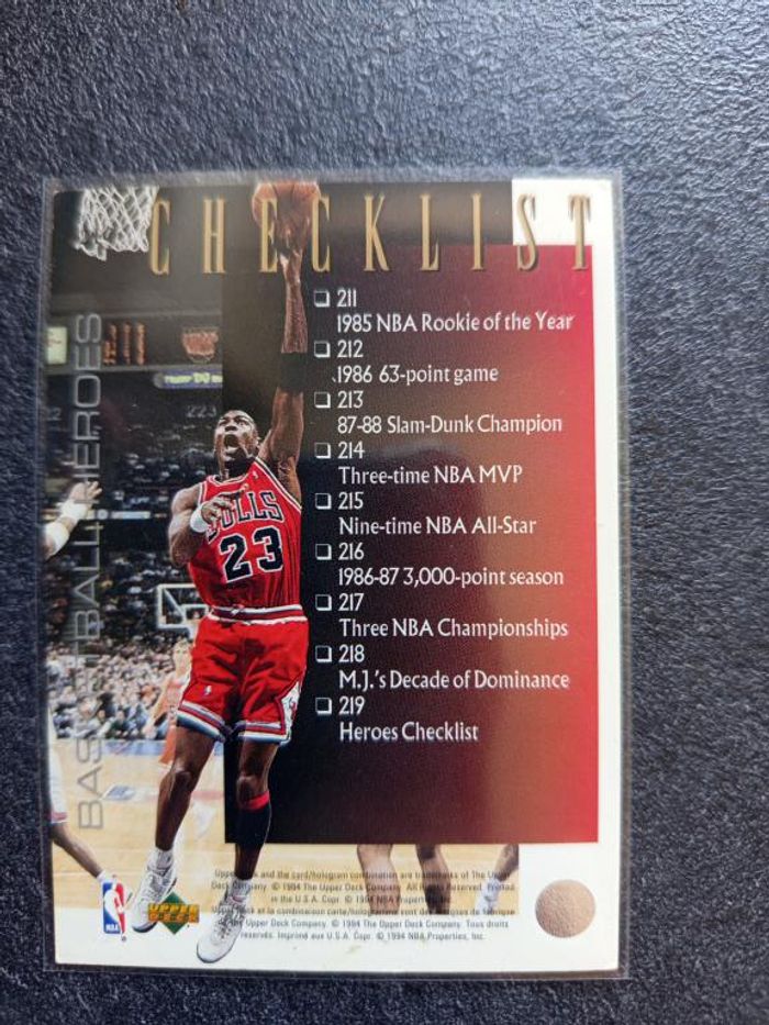Carte - Upper Deck - Checklist - Michael Jordan - photo numéro 2