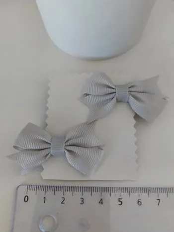 Duo barrette nœud couleur grise