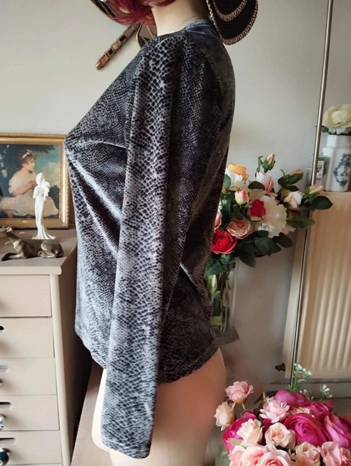 🌿Top Velours Imprimé Python Manoukian T36🌿 - photo numéro 8