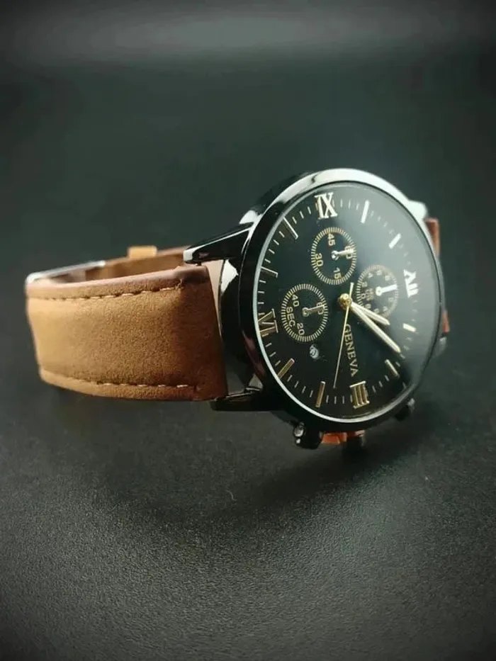 Montre marron & noir, style vintage men