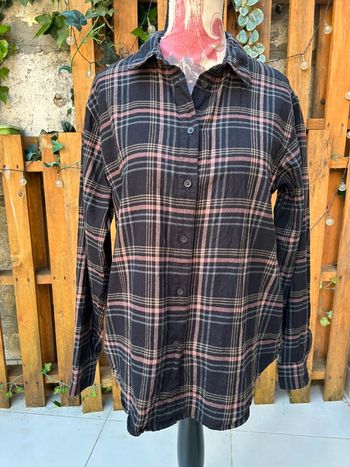 Chemise femme manches longues coton uniqlo taille xs noir et marron