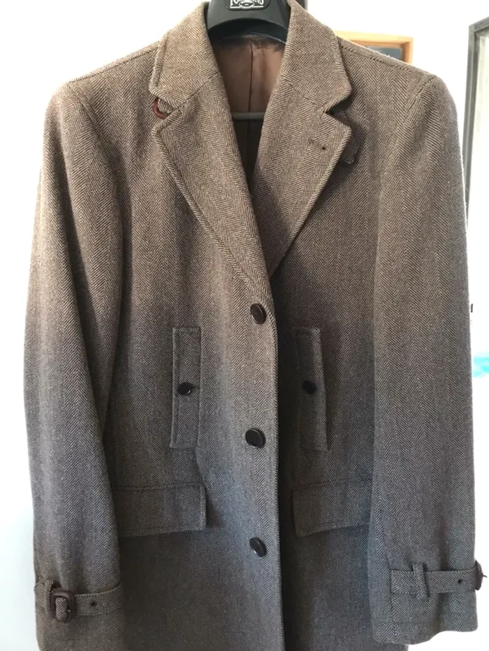 Manteau homme mi-long en lainage à chevrons - photo numéro 8