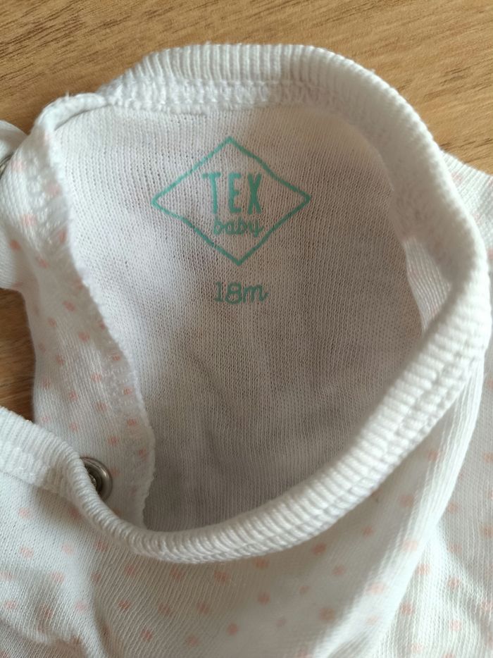 Pyjama 1 pièce blanc imprimé points roses Tex 18 mois - photo numéro 2