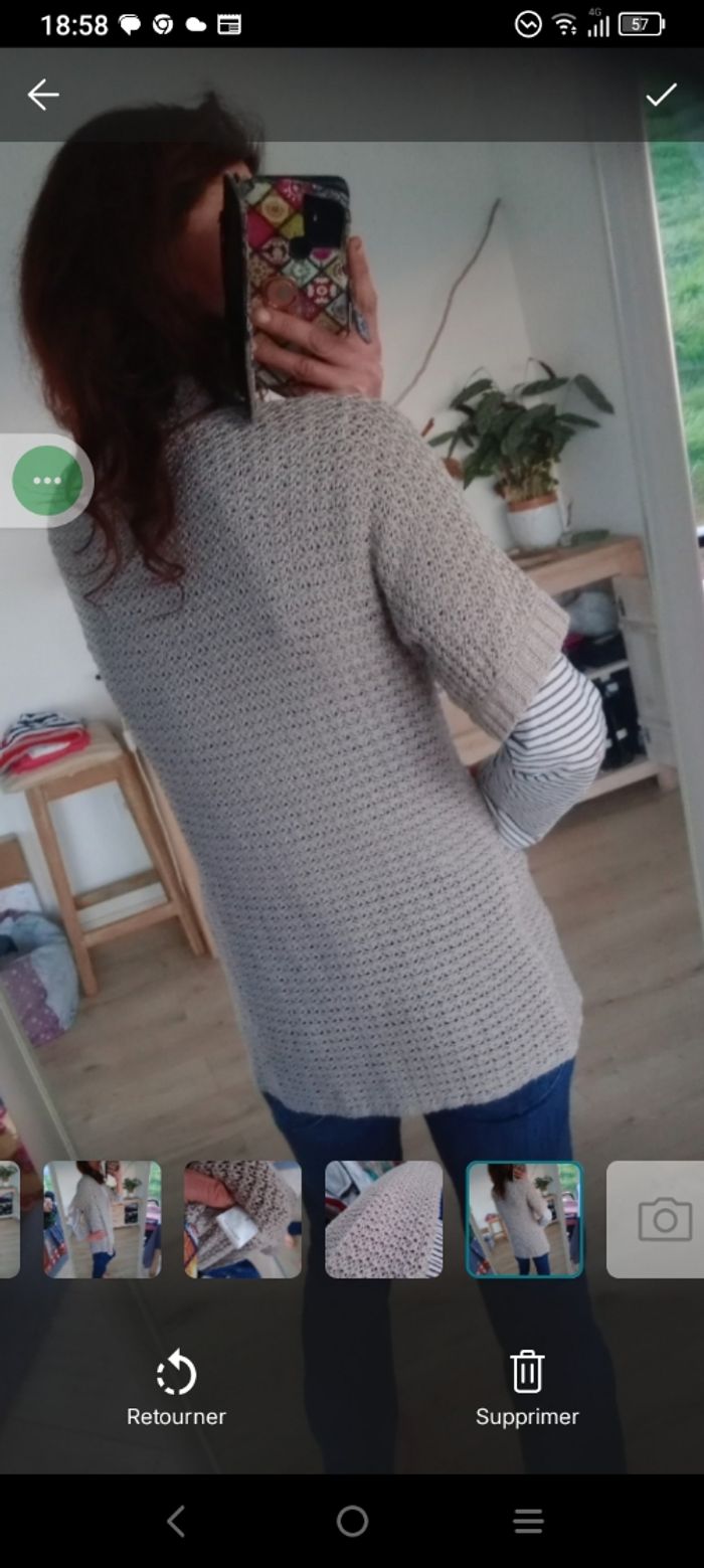 Gilet long 42 sans manches en maille texturée Gris c79 - photo numéro 5
