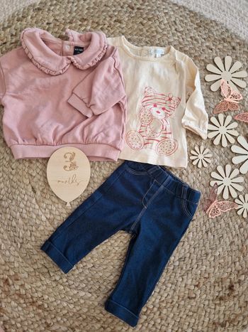 Ensemble swear t-shirt et jean kiabi bebe fille 3 mois