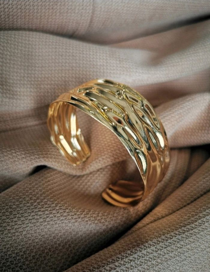 A45 bracelet jonc doré or tendance ajustable - photo numéro 3