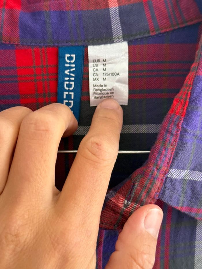 Chemise / Surchemise Divided ( H&M ) en coton taille M couleur marine & rouge - photo numéro 3