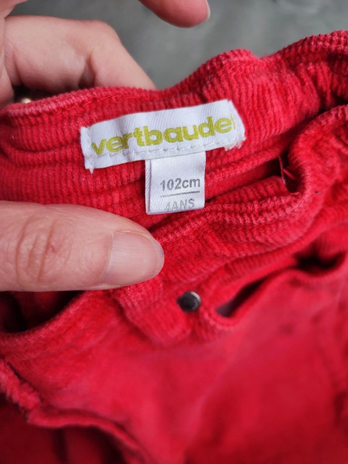 Pantalon velours rouge 4 ans Vertbaudet - photo numéro 6