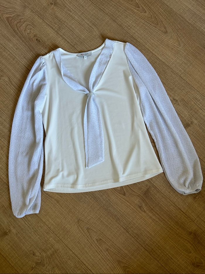 Blouse blanche à manches longues Morgan taille S comme neuve - photo numéro 7