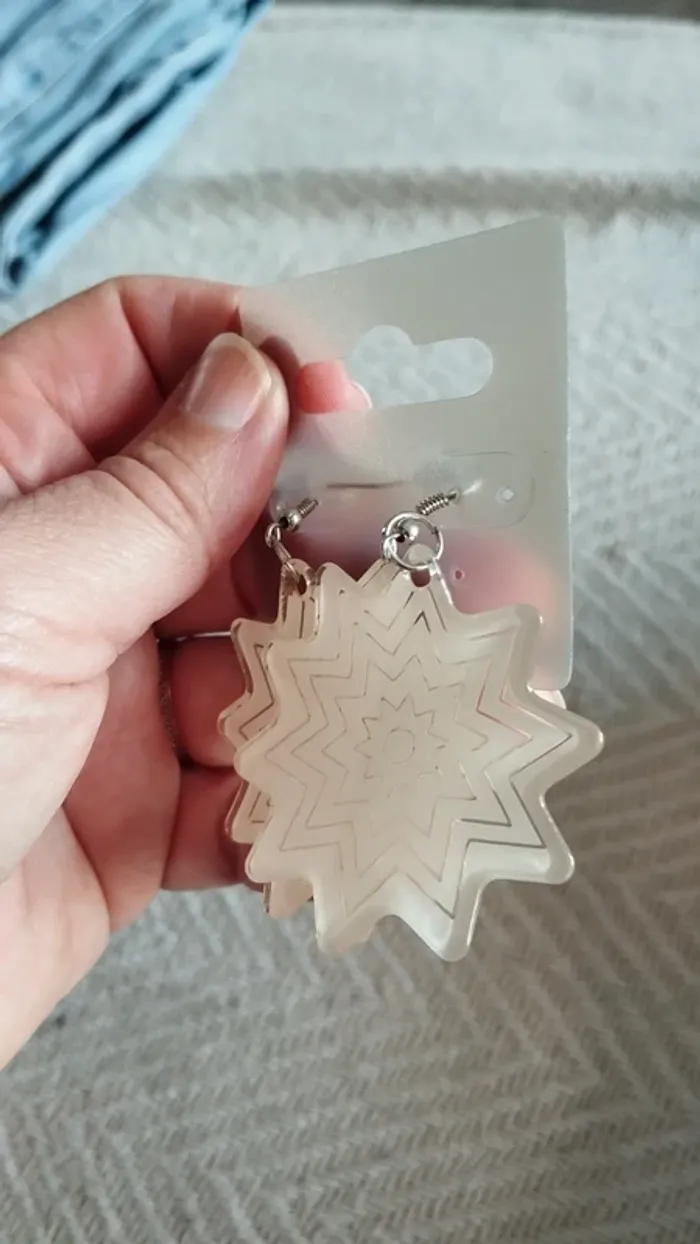 Boucles d'oreilles PVC blanche fantaisie - photo numéro 3