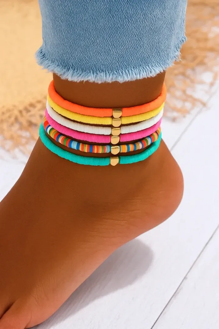 Lot de 6 bracelets de cheville