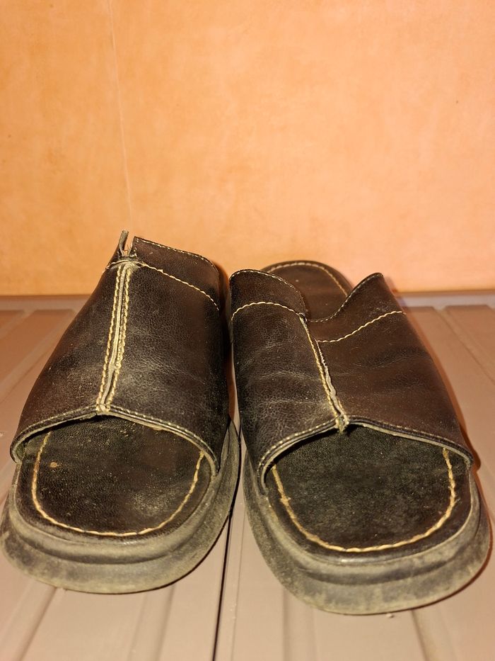 Sandales Mules compensées en Cuir Noir – Pointure 38 - photo numéro 2