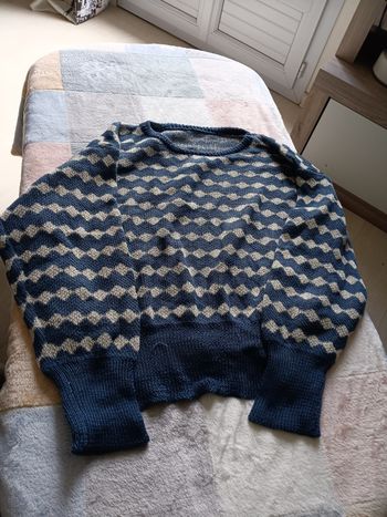Pull  bleu et blanc