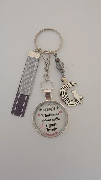 Cadeau maîtresse, porte clé message bijoux de sac " merci maitresse "