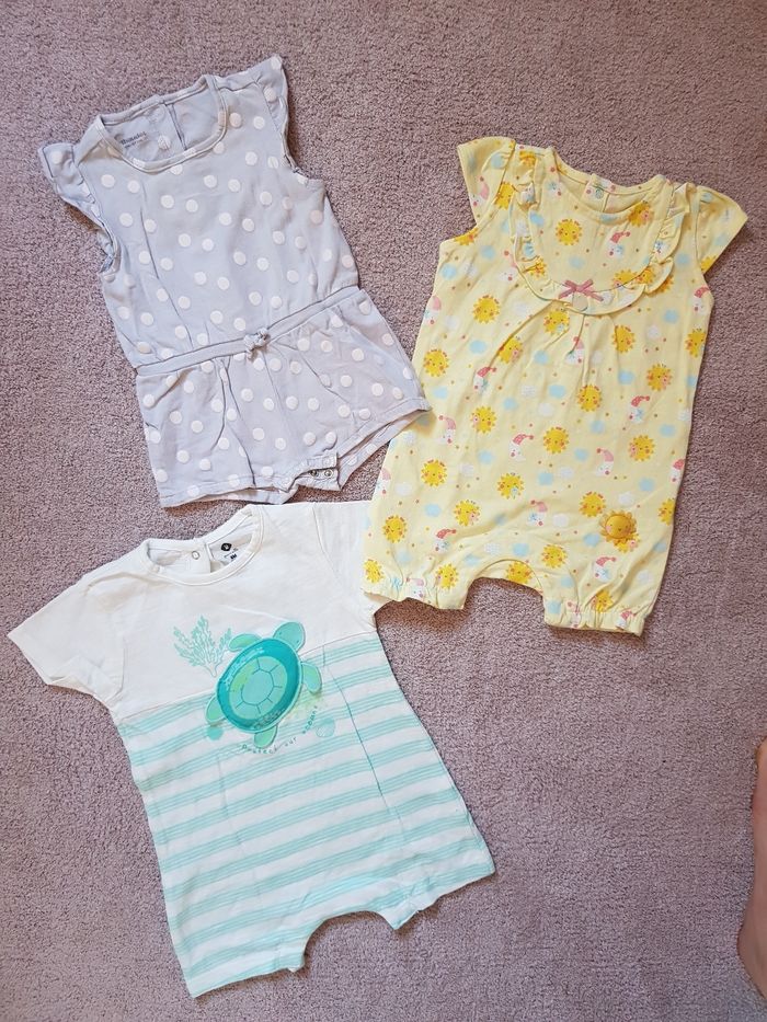 Lot 3 combishorts bébé 6 mois