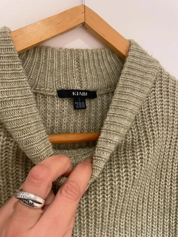 Pull vert pastel en maille - photo numéro 4