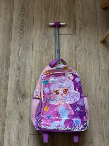 Cartable à roulettes sirène à sequins