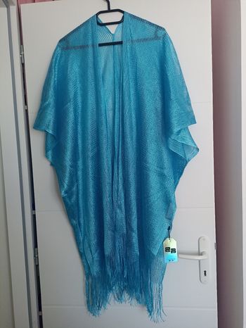 Kimono de plage turquoise irisé