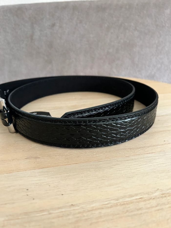 Ceinture en cuir noir taille 105 cm - photo numéro 2