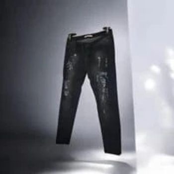 jean skinny effet usé avec paillettes