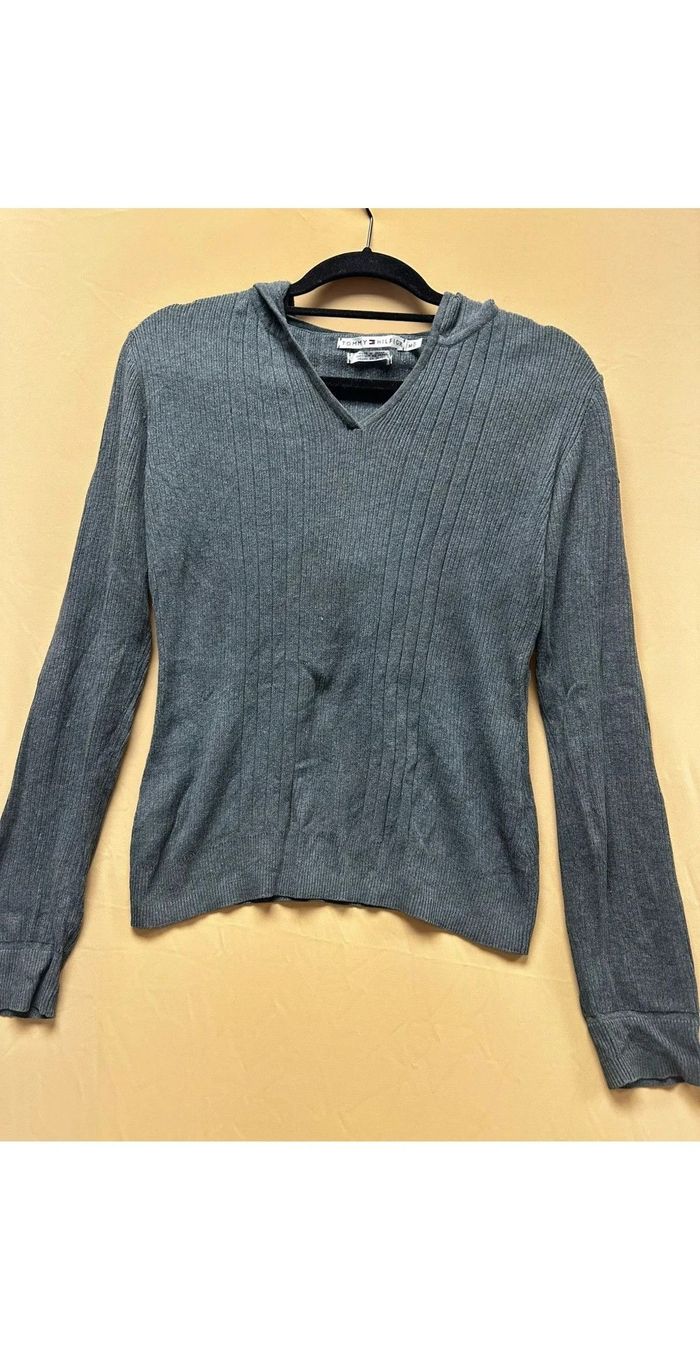 Pull gris à capuche Tommy Hilfiger (taille M) - photo numéro 2