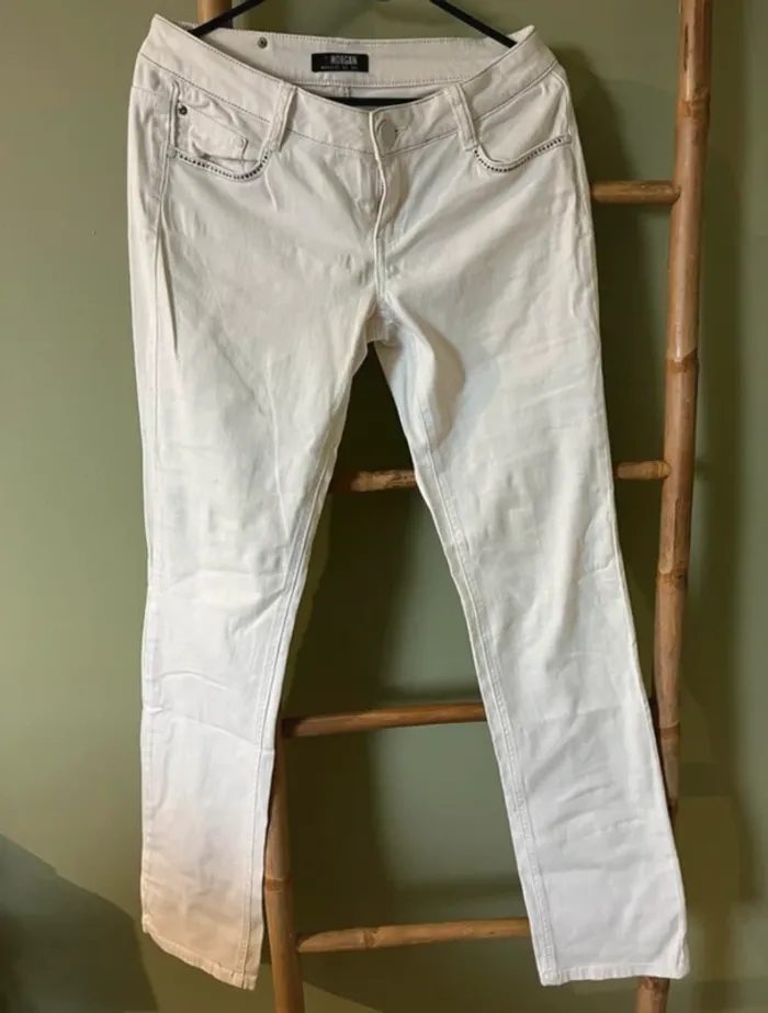 Jean slim blanc Morgan – taille M, coupe ajustée - photo numéro 3