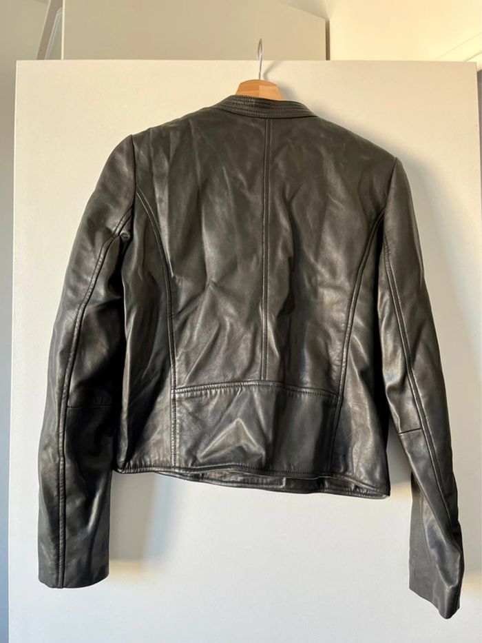 Blouson cuir type perfecto comptoir des cotonniers L - photo numéro 4