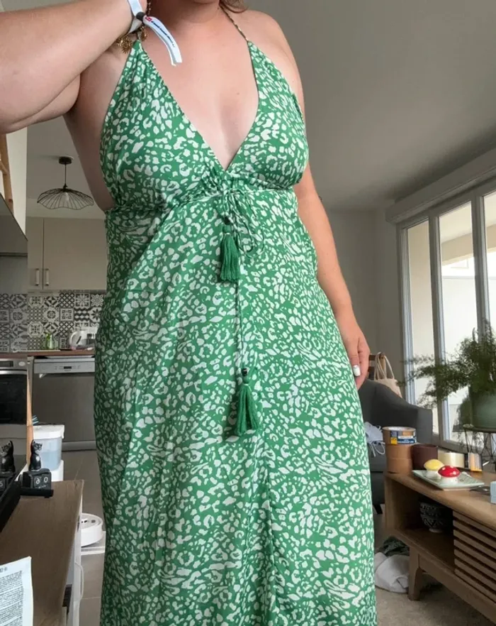 Robe longue verte et blanche GOA taille M - photo numéro 6