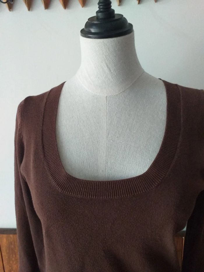 Pull marron col rond - photo numéro 2