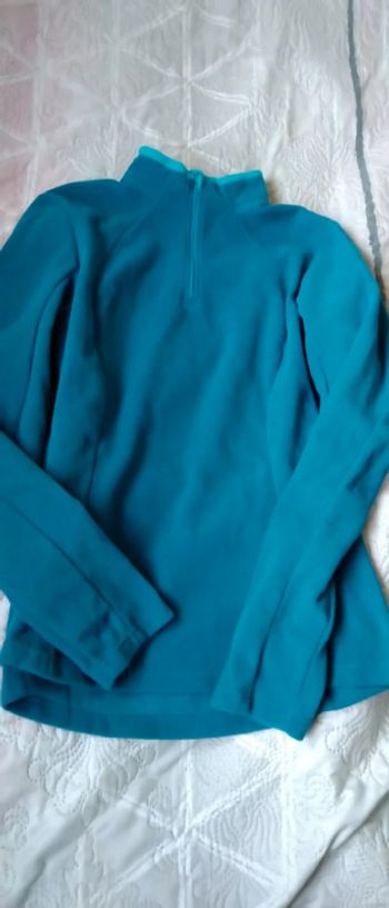 Haut col zippé polaire quechua bleu turquoise femme L décathlon