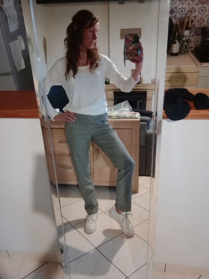 Pantalon cigarette 40 carreaux prince de galles c76 - photo numéro 8